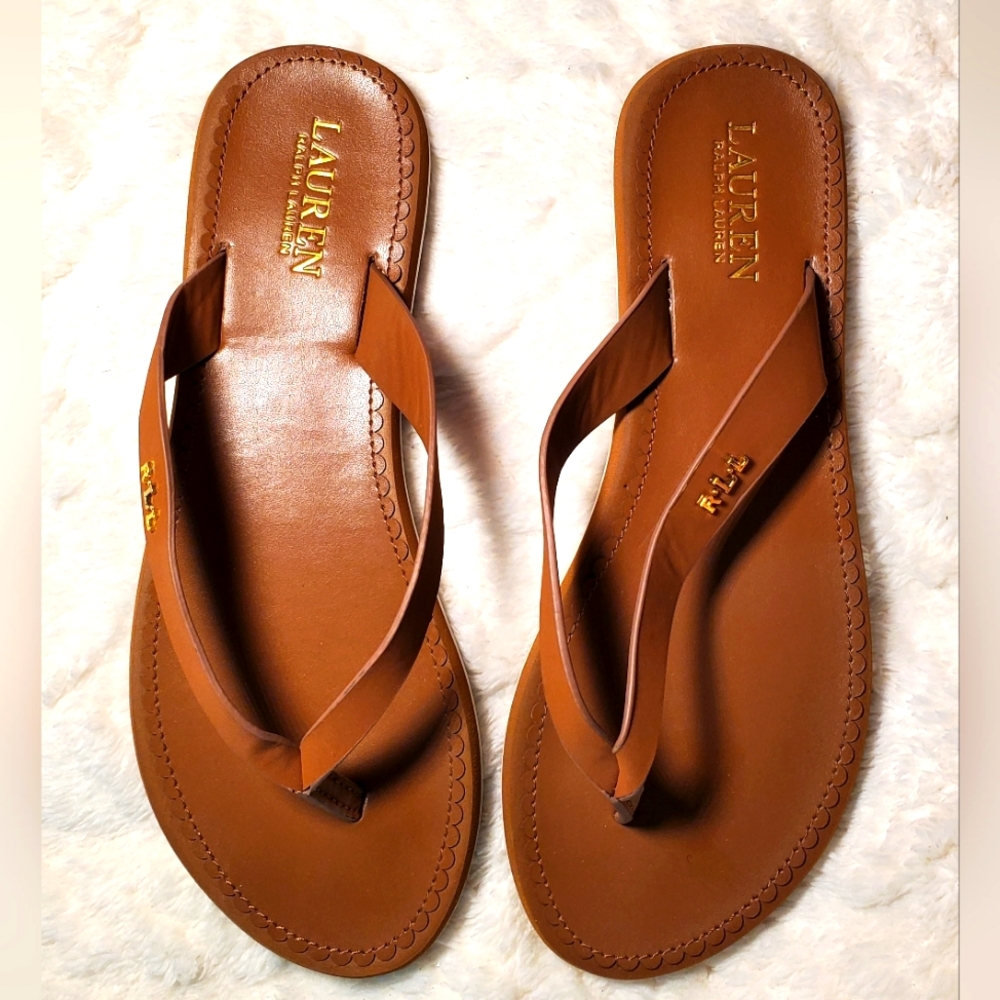 Ralph Lauren tan leather sandals